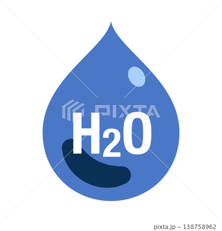 しずくのイラスト 「H2O」の文字入り 背景透過 しずくのイラスト 「H2O」の文字入り 背景透過 138758962
