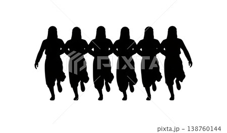 Black Solid Middle Eastern Dabke Silhouettes Set of Six on White Background 138760144