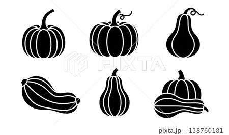 Black Solid Miniature Pumpkin and Gourd Silhouettes Pack of Six Black Solid Miniature Pumpkin and Gourd Silhouettes Pack of Six 138760181