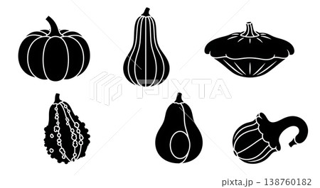Black Solid Miniature Pumpkin and Gourd Silhouettes Pack of Six 138760182