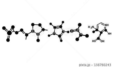 Black Solid Molecular Bond Silhouettes Set of Six on White Background Black Solid Molecular Bond Silhouettes Set of Six on White Background 138760243