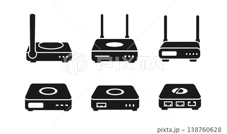 Black Solid Lab Centrifuge Silhouettes Set of Six on White Background Black Solid Lab Centrifuge Silhouettes Set of Six on White Background 138760628