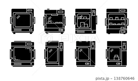 Black Solid Lab Incubator Silhouettes Set of Six on White Background Black Solid Lab Incubator Silhouettes Set of Six on White Background 138760646