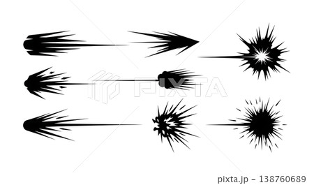 Black Solid Laser Tag Light Silhouettes Set of Six on White Background 138760689