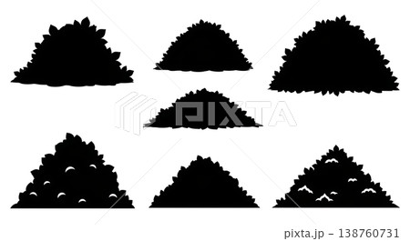 Black Solid Autumn Leaf Pile Silhouettes Collection of Six Black Solid Autumn Leaf Pile Silhouettes Collection of Six 138760731