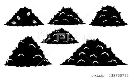 Black Solid Autumn Leaf Pile Silhouettes Collection of Six Black Solid Autumn Leaf Pile Silhouettes Collection of Six 138760732