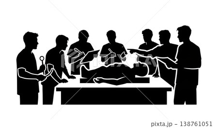 Black Solid Anatomy Lab Silhouettes Set of Six on White Background Black Solid Anatomy Lab Silhouettes Set of Six on White Background 138761051