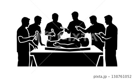 Black Solid Anatomy Lab Silhouettes Set of Six on White Background Black Solid Anatomy Lab Silhouettes Set of Six on White Background 138761052