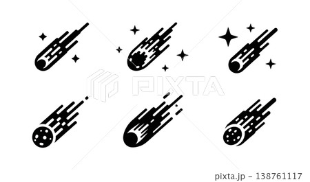 Assortment of Six Meteor and Shooting Star Silhouettes 138761117