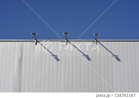 Industrial Building Roof Edge with Lighting Fixtures Industrial Building Roof Edge with Lighting Fixtures 138761167