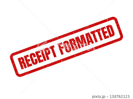 Textured rectangular rubber stamp vector with text, tilted for emphasis, representing data processing completion 138762123