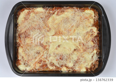 Unbaked Lasagna with Meat Sauce and Cheese Unbaked Lasagna with Meat Sauce and Cheese 138762339