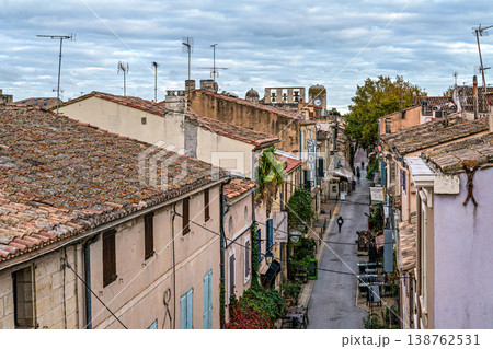 Aigues Mortes, France - Nov 05, 2025: The houses of the historic city center of Aigues-Mortes in France Aigues Mortes, France - Nov 05, 2025: The houses of the historic city center of Aigues-Mortes in France 138762531