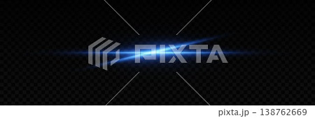 Blue light cross lens flare creating star effect on transparent background 138762669