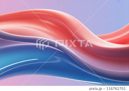 Abstract 3D Glossy Fluid Wave Background with Pink and Blue Gradient for Modern Branding and Creative Artistic Media Backdrop 138762701