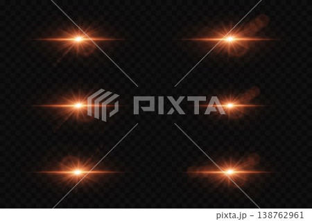 Orange lens flares and star glares creating bright light effect collection Orange lens flares and star glares creating bright light effect collection 138762961