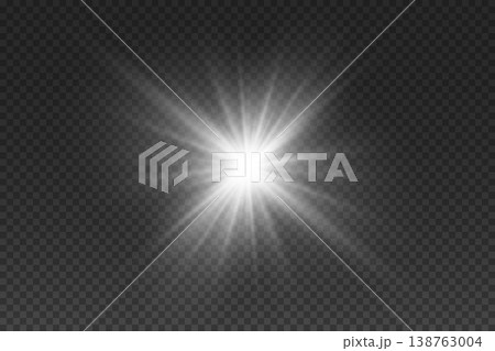 Bright starburst light effect radiating rays, creating a transparent lens flare glow Bright starburst light effect radiating rays, creating a transparent lens flare glow 138763004