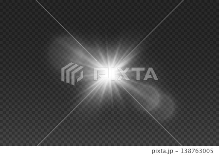 Bright starburst light effect creating illuminating lens flare with glowing rays Bright starburst light effect creating illuminating lens flare with glowing rays 138763005