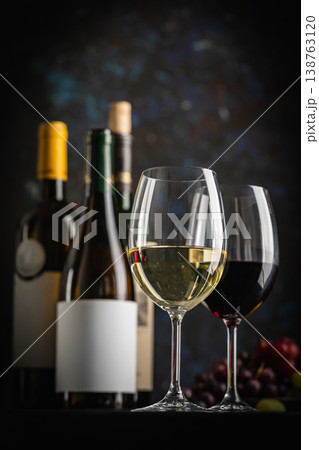 White and Red Wine in a Glass 138763120