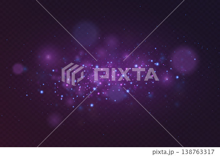 Glowing abstract particles forming a vibrant bokeh light effect on dark background 138763317