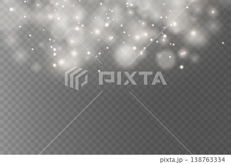 Falling white particles creating soft blurry shiny bokeh and light overlay effect Falling white particles creating soft blurry shiny bokeh and light overlay effect 138763334