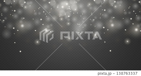 White blurred bokeh lights and falling light particles on transparent background White blurred bokeh lights and falling light particles on transparent background 138763337