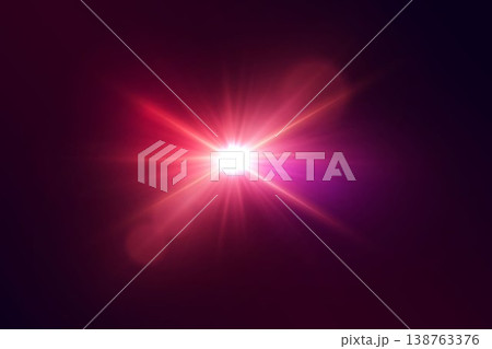 Bright red light creating powerful lens flare and starburst effect background Bright red light creating powerful lens flare and starburst effect background 138763376
