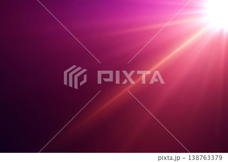 Bright lens flare with glowing light beams on dark purple magenta gradient background Bright lens flare with glowing light beams on dark purple magenta gradient background 138763379