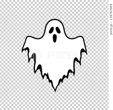 Cartoon ghost illustration isolated on transparent background 138763969
