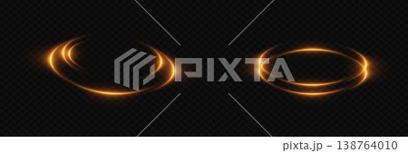 Glowing neon light trails creating dynamic circular motion on dark background Glowing neon light trails creating dynamic circular motion on dark background 138764010