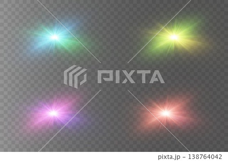 Colorful lens flares generating bright abstract light effects and starburst elements 138764042