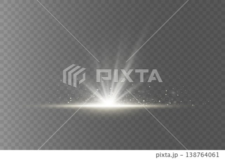 White light rays bursting, creating a transparent star effect with glitter particles 138764061