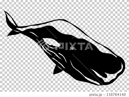 まるで潜水艦みたいな動物マッコウクジラの切り絵貼り絵イラスト 138764140