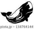 天敵はシャチ好物はダイオウイカのマッコウクジラの切り絵貼り絵イラスト 138764144