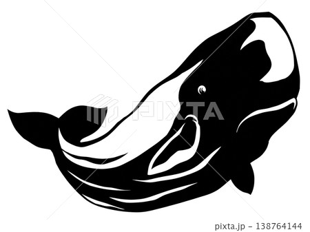 天敵はシャチ好物はダイオウイカのマッコウクジラの切り絵貼り絵イラスト 138764144