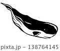 今日は何処まで潜るマッコウクジラの切り絵貼り絵イラスト 138764145