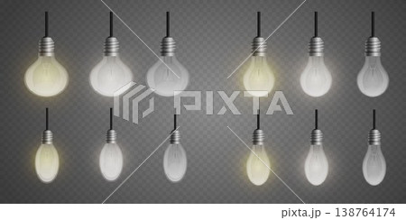 Illuminating various light bulbs, choosing between on or off, generating electricity Illuminating various light bulbs, choosing between on or off, generating electricity 138764174