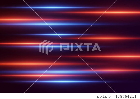 Speeding light trails creating a dynamic abstract blue and orange background 138764211
