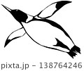 下から見ると空を飛んでいるように見えるペンギンの可愛い切り絵貼り絵イラスト 138764246