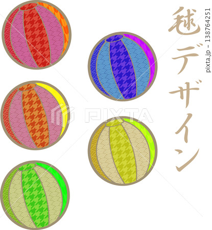 毬の和柄デザインイラスト 138764251