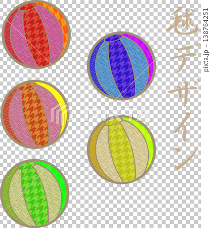 毬の和柄デザインイラスト 138764251