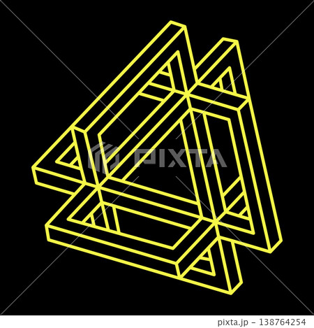 Geometry. Impossible optical illusion shapes. Optical art object. Impossible figures. Line art.  138764254