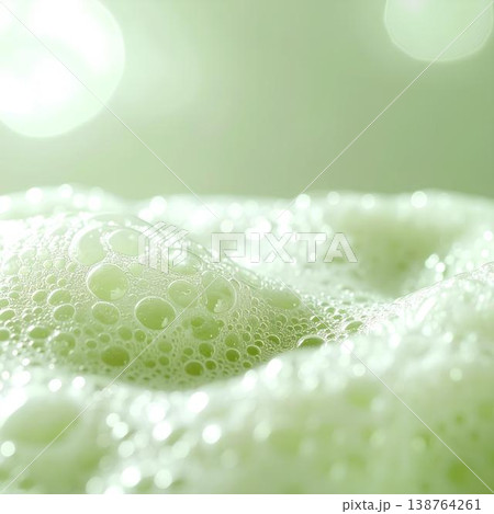 抹茶ラテの泡をイメージした抽象的なスクエア画像 138764261