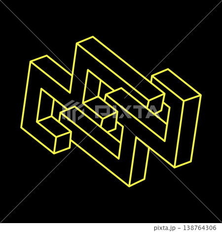 Impossible shapes logo design, optical illusion objects. Optical art. Sacred geometry figures. Escher paradox. Impossible shapes logo design, optical illusion objects. Optical art. Sacred geometry figures. Escher paradox. 138764306