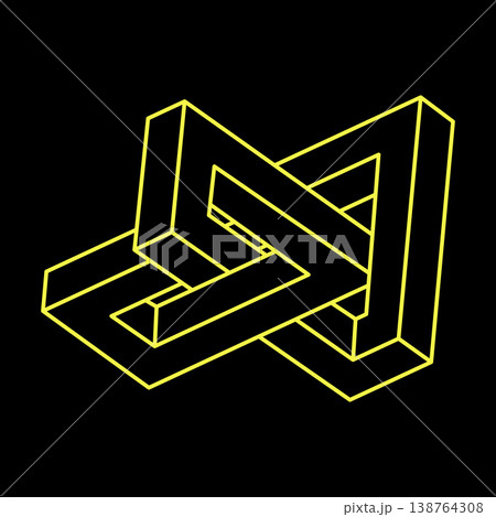 Impossible optical illusion shapes. Optical art object. Impossible figures. Escher style. Line art.  138764308