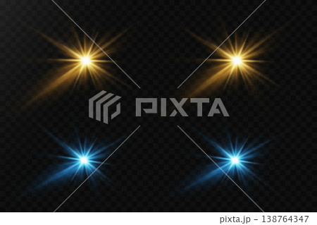 Bright light sources with transparent flares and rays for overlay effects Bright light sources with transparent flares and rays for overlay effects 138764347