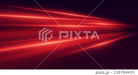 Red light trails creating abstract speed lines on dark background 138764455