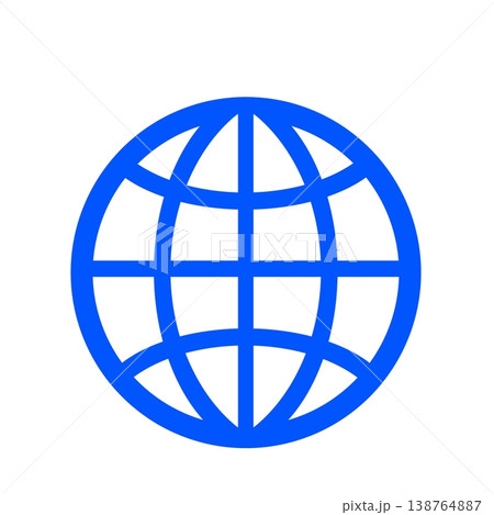 世界とつながるネットワークを表現した地球アイコン（青） 138764887