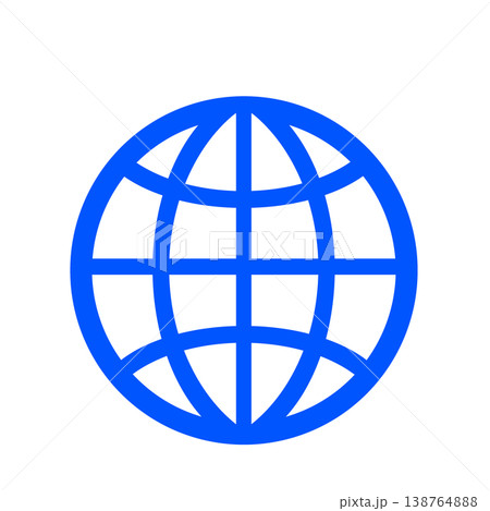 世界とつながるネットワークを表現した地球アイコン（青） 138764888