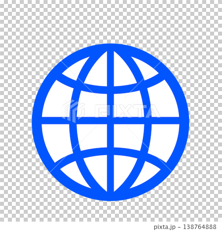 世界とつながるネットワークを表現した地球アイコン（青） 138764888